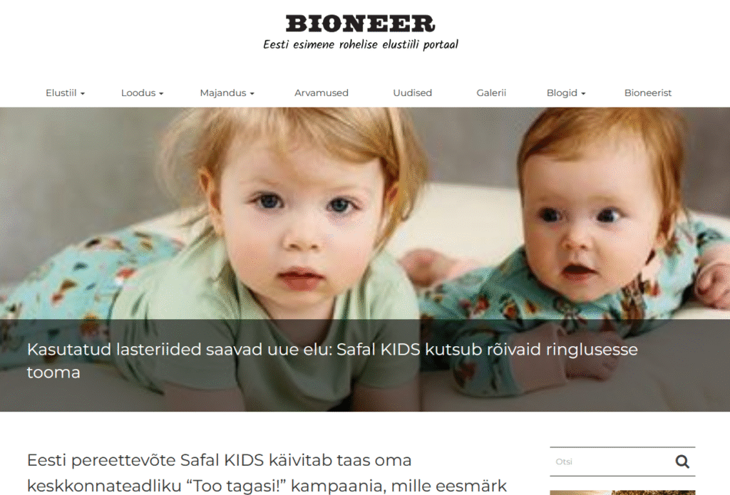 Safal KIDS keskkonnasõbralik kampaania "Too tagasi!" kommunikatsioonitöö